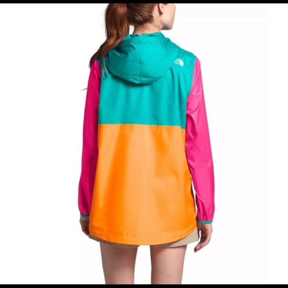 The North Face Fanorak Anorak Flame Orange Pink Windfall Windbreaker Jacket - Picture 2 of 5